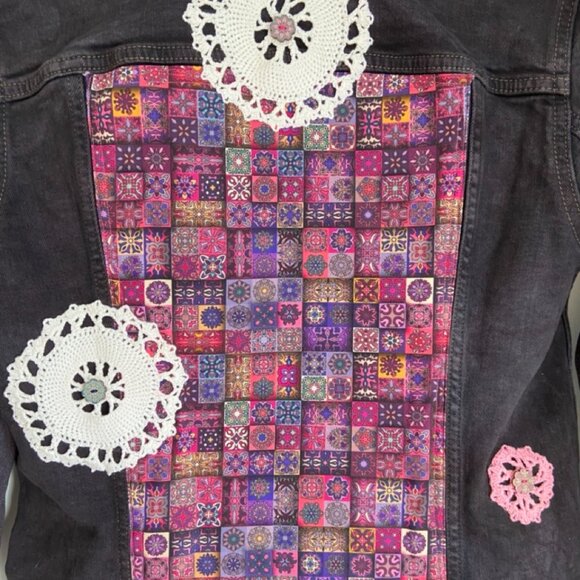 One-of-a-Kind Upcycled Faded Black Jean Jacket – Size Small - Picture 9 of 15